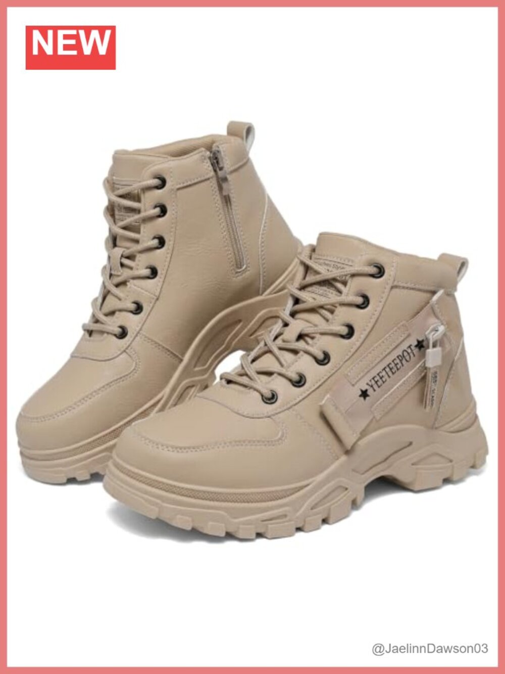 Women's Faux Leather Ankle Boots Lace Up Combat Booties Anti-Slip